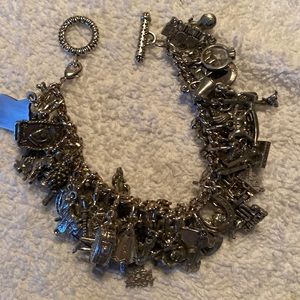 Vintage sterling silver & silver plated  Extremely overloaded charms bracelet #2